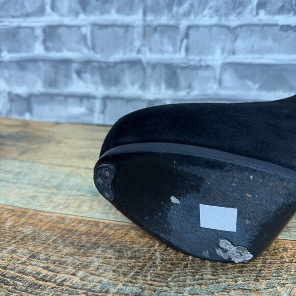 Yves Saint Laurent Tribtoo Black High Heel Suede Shoes Platform Pumps Women 41.5 - Picture 12 of 14